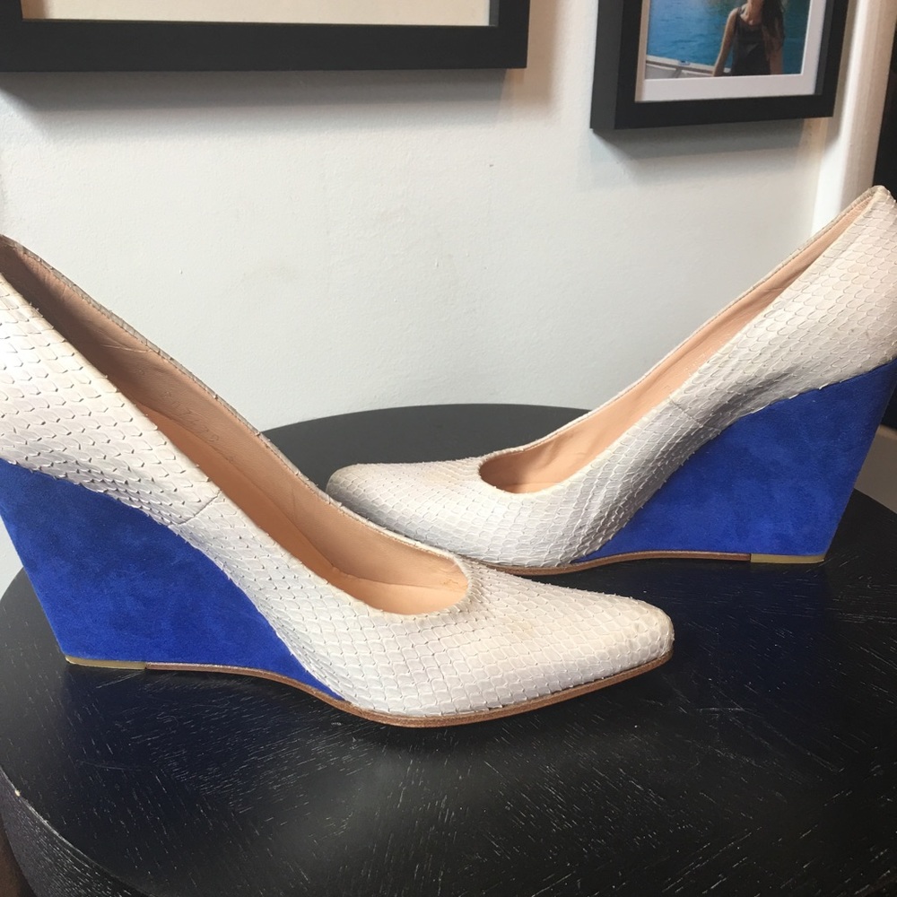 Stephan Kelian Snakeskin & Suede Wedges